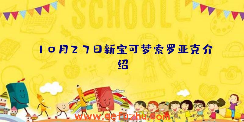 10月27日新宝可梦索罗亚克介绍