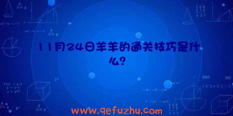 11月24日羊羊的通关技巧是什么？