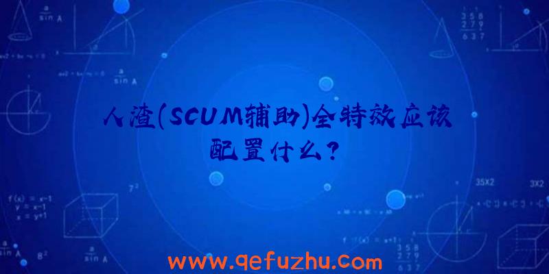 人渣(SCUM辅助)全特效应该配置什么？