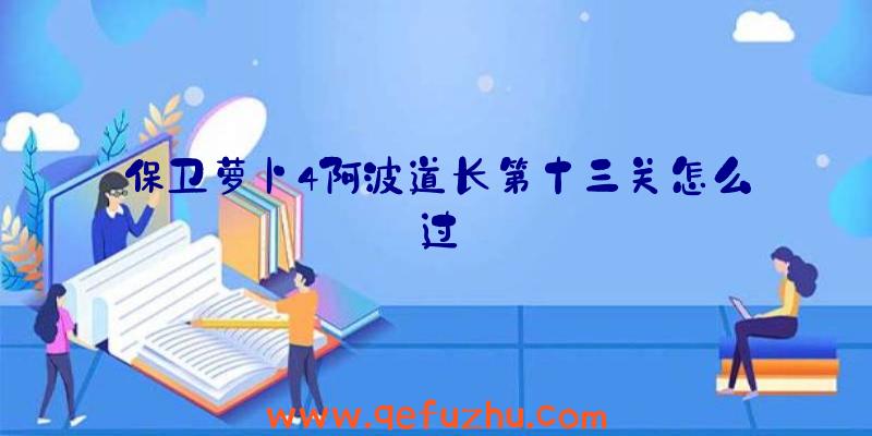 保卫萝卜4阿波道长第十三关怎么过