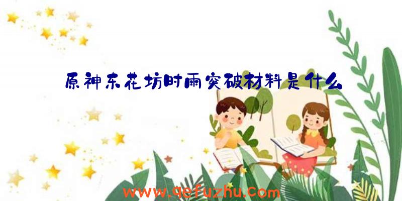 原神东花坊时雨突破材料是什么