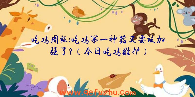 吃鸡周报：吃鸡第一神器又要被加强了？（今日吃鸡维护）