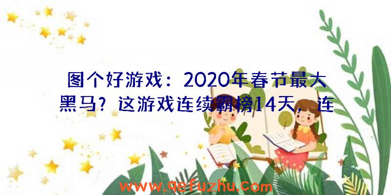 图个好游戏：2020年春节最大黑马？这游戏连续霸榜14天，连王者荣耀都被比下去