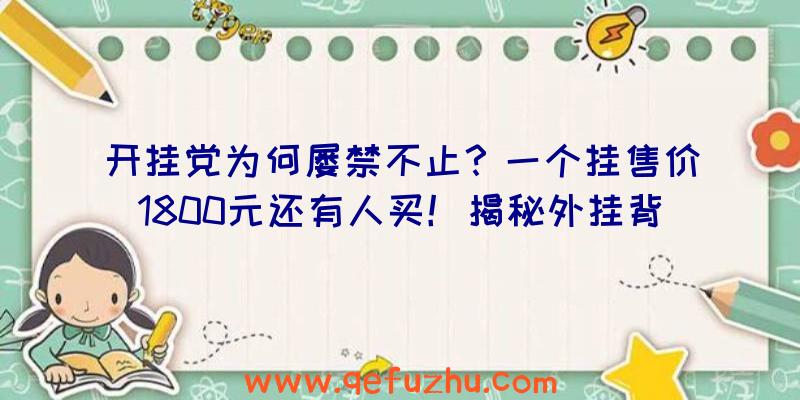 开挂党为何屡禁不止？一个挂售价1800元还有人买！揭秘外挂背后的庞大利益链