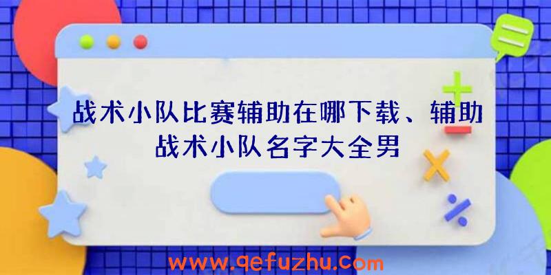 战术小队比赛辅助在哪下载、辅助战术小队名字大全男