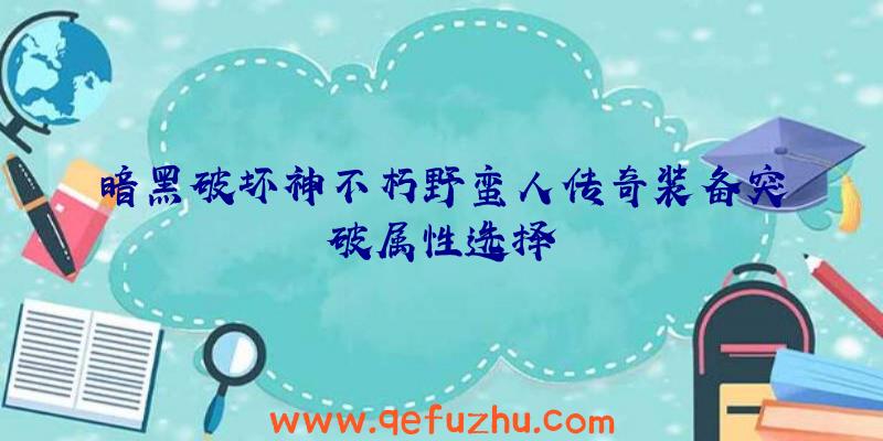 暗黑破坏神不朽野蛮人传奇装备突破属性选择