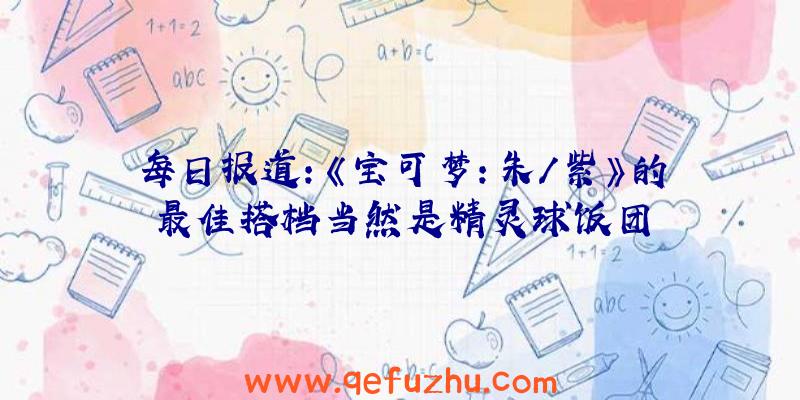 每日报道：《宝可梦：朱/紫》的最佳搭档当然是精灵球饭团