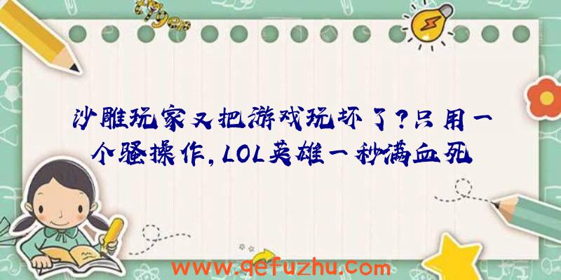 沙雕玩家又把游戏玩坏了？只用一个骚操作，LOL英雄一秒满血死亡！