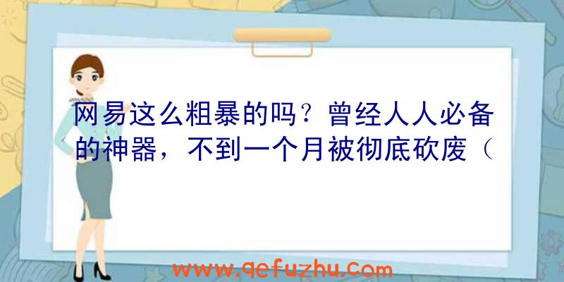 网易这么粗暴的吗？曾经人人必备的神器，不到一个月被彻底砍废（网易就是个废物）