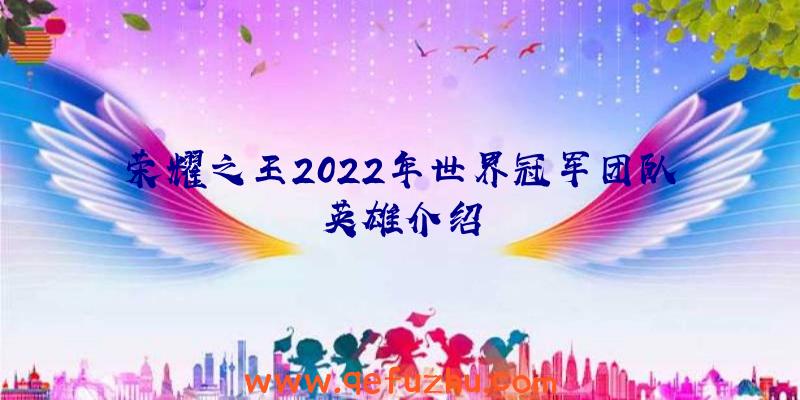 荣耀之王2022年世界冠军团队英雄介绍