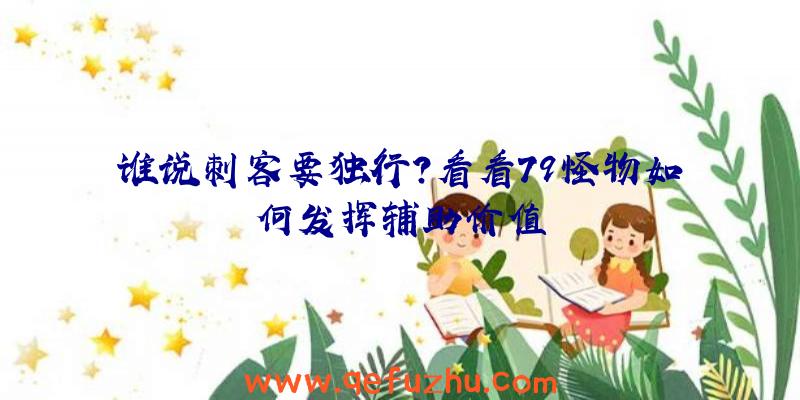 谁说刺客要独行？看看79怪物如何发挥辅助价值